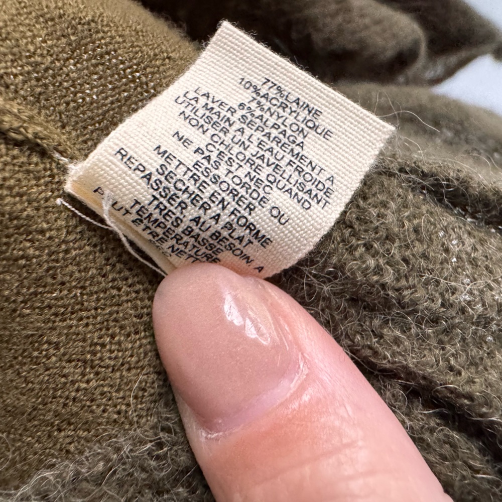 Anthropologie Moss Green Wool Alpaca Blend Cardigan XS small goblincore texture - Picture 7 of 10